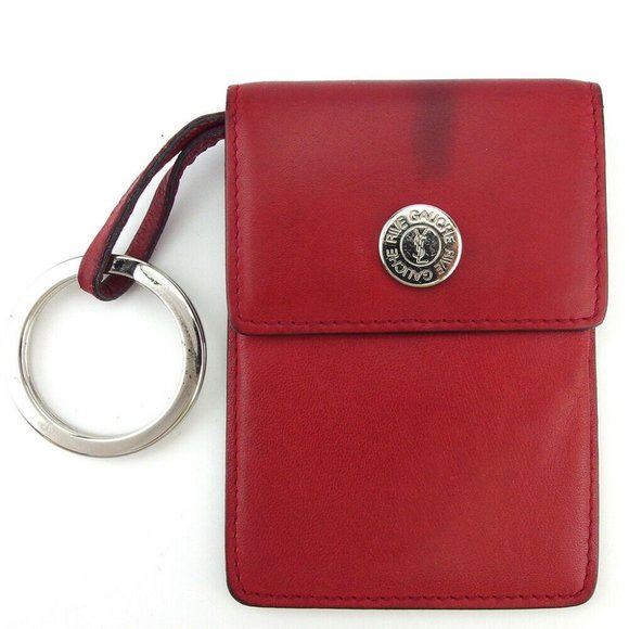 Auth SAINT LAURENT key case logo button Leather - Picture 1 of 9